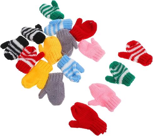 8 Pairs Mini Knit Gloves: Dollhouse Miniature Mittens for Role Playing Diy Crafting Holiday Tree Ornaments in Saudi Arabia