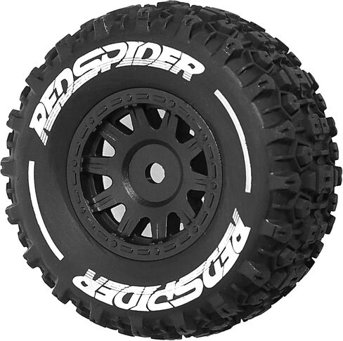 مجموعة إطارات وعجلات شاحنة REDSPIDER RC قصيرة المسار (4 قطع) إطارات سداسية 12 مم للطرق الوعرة OD 2.56 بوصة لسيارة Traxxas Tamiya Kyosho HPI 1/14 1/16 1/18 RC Off On Road ARRMA Mojave GROM Rally Car (أسود) in Saudi Arabia