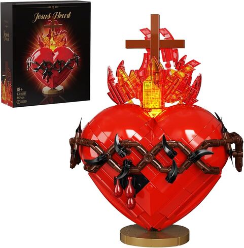 Sacred Heart of Jesus Building Block Set, Sacred Heart Building Model, Compatible with Lego Jesus Toy Decoration for Prayer Room, Christian, Religious, Easter Gift for Adults Women (667 PCS) in Saudi Arabia