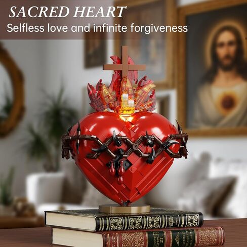 Sacred Heart of Jesus Building Block Set, Sacred Heart Building Model, Compatible with Lego Jesus Toy Decoration for Prayer Room, Christian, Religious, Easter Gift for Adults Women (667 PCS) in Saudi Arabia