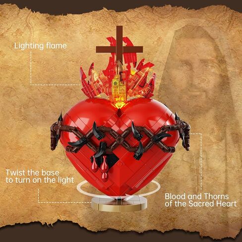 Sacred Heart of Jesus Building Block Set, Sacred Heart Building Model, Compatible with Lego Jesus Toy Decoration for Prayer Room, Christian, Religious, Easter Gift for Adults Women (667 PCS) in Saudi Arabia