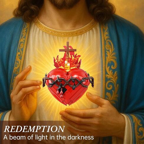 Sacred Heart of Jesus Building Block Set, Sacred Heart Building Model, Compatible with Lego Jesus Toy Decoration for Prayer Room, Christian, Religious, Easter Gift for Adults Women (667 PCS) in Saudi Arabia