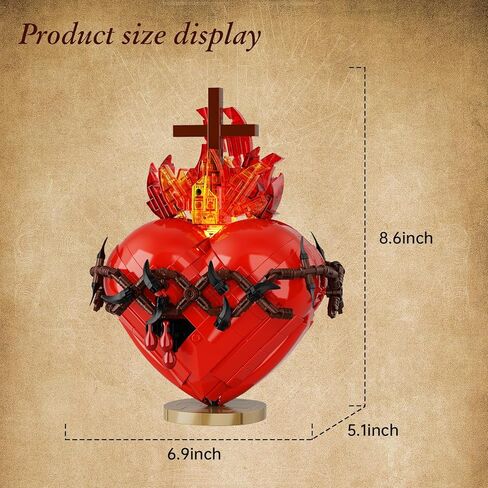Sacred Heart of Jesus Building Block Set, Sacred Heart Building Model, Compatible with Lego Jesus Toy Decoration for Prayer Room, Christian, Religious, Easter Gift for Adults Women (667 PCS) in Saudi Arabia