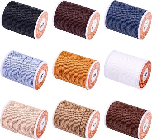 108 Yard 1mm Waxed Polyester Cords Mixed 9 Colors Macrame Twine Rope Braided Thread Beading String for Home Decor Sewing Friendship Bracelet Necklace Jewelry Making DIY Supplies Brown Theme in Saudi Arabia