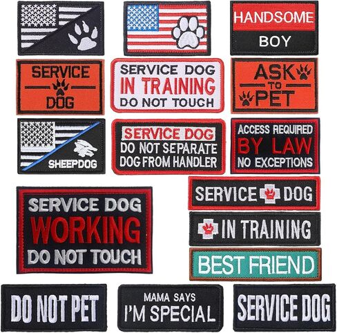 20 Pieces Service Dog Patch Therapy Dog Do Not Pet in Training Patches Removable Tactical Embroidered Badge for Service Dog Harness Vest Collar Clothes in Saudi Arabia