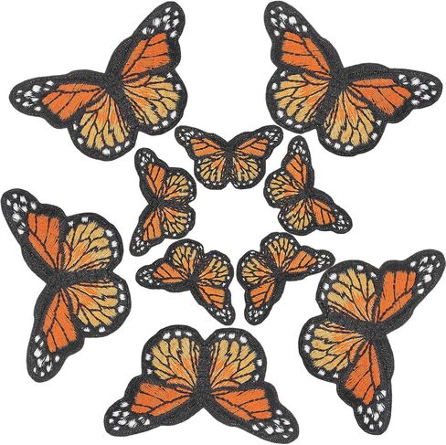 10 PCS Monarch Butterfly Iron On Patches, Ymapinc Cute Embroidered Sew On Patches for Clothing, Bags & Jackets, Decorative Butterfly Applique, Orange Iron On Embroidery Patch for Hats, T-Shirts in Saudi Arabia