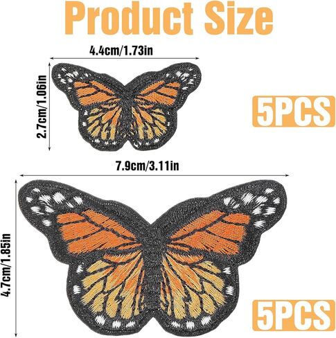 10 PCS Monarch Butterfly Iron On Patches, Ymapinc Cute Embroidered Sew On Patches for Clothing, Bags & Jackets, Decorative Butterfly Applique, Orange Iron On Embroidery Patch for Hats, T-Shirts in Saudi Arabia