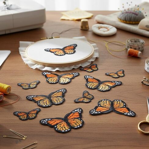 10 PCS Monarch Butterfly Iron On Patches, Ymapinc Cute Embroidered Sew On Patches for Clothing, Bags & Jackets, Decorative Butterfly Applique, Orange Iron On Embroidery Patch for Hats, T-Shirts in Saudi Arabia