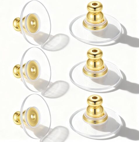 6Pcs Clear Earring Backs Replacements for Studs Gold Ears Backs for Heavy Earring Backings for Droopy Ears Gold Flat Locking Secure Ear Back for Adults in Saudi Arabia