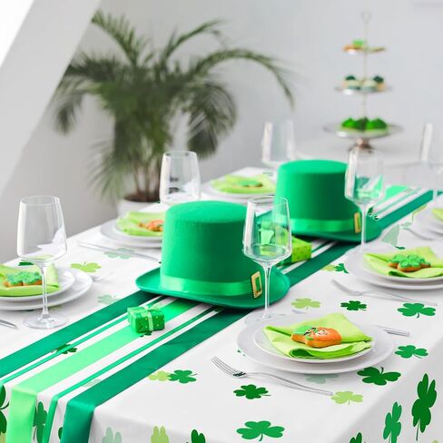 St. Patrick's Day Party Supplies Kit for 25 - Irish Themed Tableware with Lucky Shamrock Plates, Napkins, Cups & Tablecloth, Plus Festive Banner for the St. Patrick's Party Decorations in Saudi Arabia