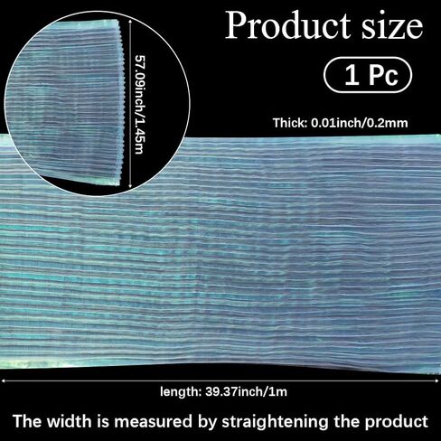 1.09 Yards 57 Inch Blue Iridescent Pleated Mesh Fabric Ruffle Organza Sheer Tulle Transparent Chiffon Trimming Lace Edging Polyester Trim for Sewing Making Clothes Dress DIY Craft Supply in Saudi Arabia