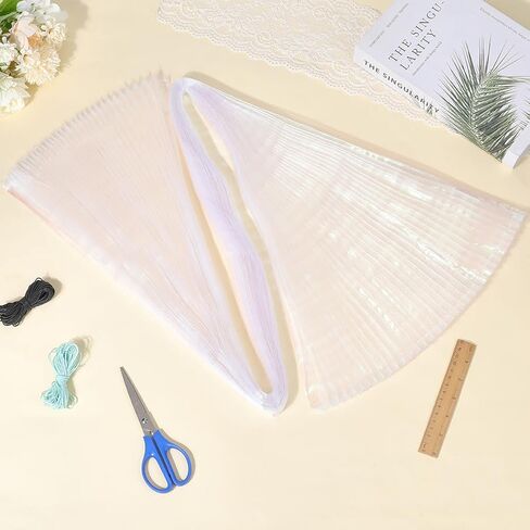 1.09 Yards 57 Inch Blue Iridescent Pleated Mesh Fabric Ruffle Organza Sheer Tulle Transparent Chiffon Trimming Lace Edging Polyester Trim for Sewing Making Clothes Dress DIY Craft Supply in Saudi Arabia