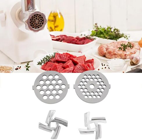 Stainless Steel Meat Grinder Blades And Plates Set 2 Blades 2 Cutting Plates Replacement Parts For Meat Grinders Food Processors in Saudi Arabia