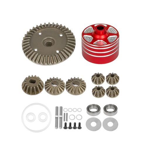 Metal Differential Case and Gear Set Universal for Both Front and Back for Tamiya XV-02/TT-02/MB-01/XM-01/BT-01 1/10 RC Car Upgrade Parts Accessories (2 Sets of Gears +red casing) in Saudi Arabia