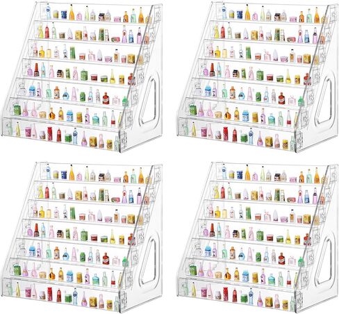 4 Pack 7 Layers Mini Brand Organizer Acrylic Display Rack for Mini Brands Collector Toys Large Capacity Desktop Mini Brand Display for Small Miniature Collectibles, Mini Brand Not Included in Saudi Arabia
