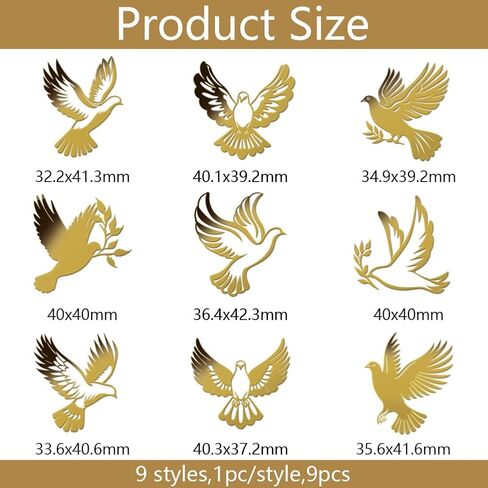 OLYCRAFT 9pcs 1.6x1.6 Inch Pigeon Metal Stickers Flying Bird Metal Gold Stickers Self-Adhesive Picture Stickers Self Adhesive Gold Stickers Decorate Sticker for Scrapbooks Phone Water Bottle Decor in Saudi Arabia
