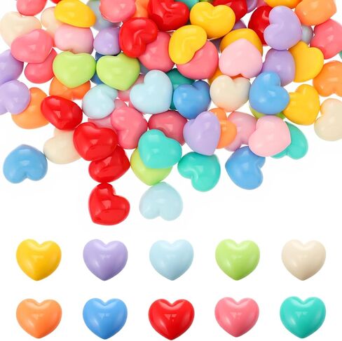 120 PCS Colorful Heart Flat Back Charms, Mini Heart Flatback Charms for Crafts, Plastic Hearts Resin Embellishments for Valentine's Day DIY Crafting in Saudi Arabia