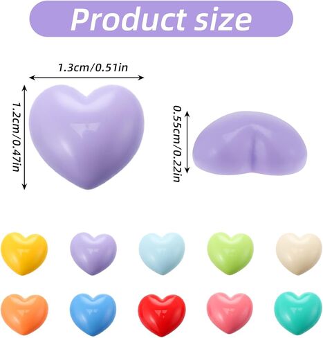 120 PCS Colorful Heart Flat Back Charms, Mini Heart Flatback Charms for Crafts, Plastic Hearts Resin Embellishments for Valentine's Day DIY Crafting in Saudi Arabia