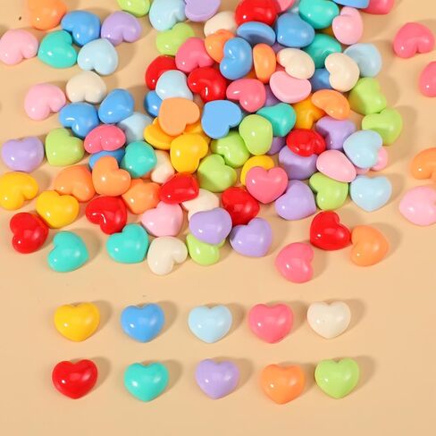 120 PCS Colorful Heart Flat Back Charms, Mini Heart Flatback Charms for Crafts, Plastic Hearts Resin Embellishments for Valentine's Day DIY Crafting in Saudi Arabia