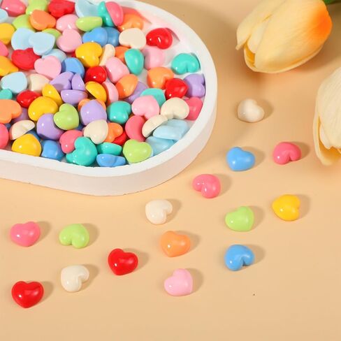 120 PCS Colorful Heart Flat Back Charms, Mini Heart Flatback Charms for Crafts, Plastic Hearts Resin Embellishments for Valentine's Day DIY Crafting in Saudi Arabia
