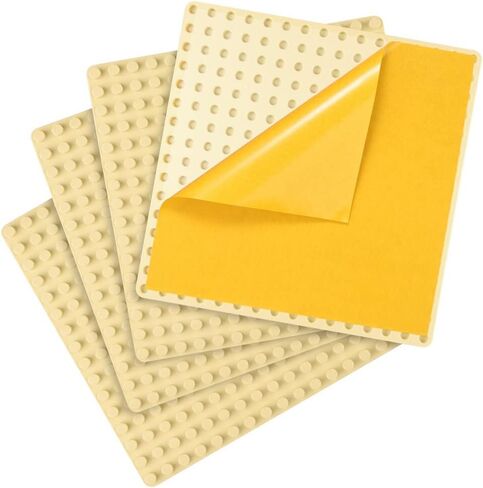MIMAX Self-Adhesive Baseplates Compatible with DUPLO, Peel-and-Stick Baseplate for DIY Play Table or Wall - 4 Pack (10" x 10") (Beige) in Saudi Arabia