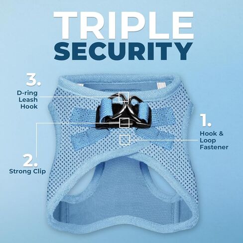 أفضل أدوات الحيوانات الأليفة Voyager Step-In Air Harness - شبكة لجميع الأحوال الجوية، عاكسة، لا يوجد حزام سحب للكلاب والقطط - آمن مع مشبك وحلقة تثبيت، مشبك، حلقات مزدوجة على شكل حرف D - أزرق فاتح، XS in Kuwait
