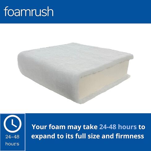 FoamRush 4" x 19" x 19" Seat Cushion Foam with Batting/Dacron (Cushion Seat Replacement) Made in USA in Saudi Arabia
