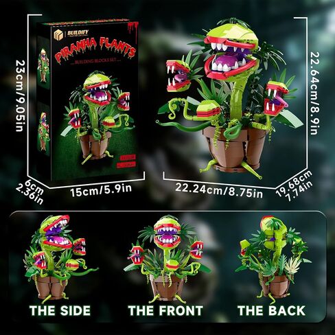 مجموعة مكعبات البناء Piranha Plant Audrey 2، متجر صغير من الرعب نموذج زهرة آكلة اللحوم مع 4 أفواه قابلة للفتح، ألعاب هدايا للأطفال والكبار ومحبي الأفلام التلفزيونية هدية عيد الهالوين وعيد الميلاد (428 قطعة) in Saudi Arabia