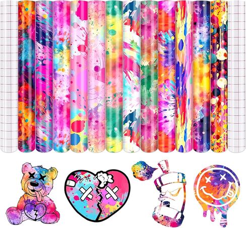 Splatter Permanent Vinyl - 12sheets 12" x 10" Pink Splash Patterned Adhesive Vinyl for Mugs Decors Self Adhesive Sticker in Saudi Arabia