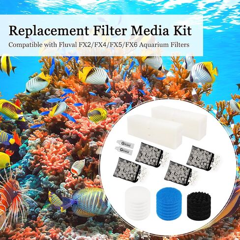 مجموعة وسائط فلتر بديلة مكونة من 28 قطعة متوافقة مع مرشحات حوض السمك Fluval FX2/FX4/FX5/FX6 تتضمن الوسائط، ووسادة إسفنجية كربونية، ووسادات تلميع المياه، ووسادات إسفنجية حيوية، وكتلة إسفنجية، ومزلق سيليكون، وحقيبة شبكية in Kuwait