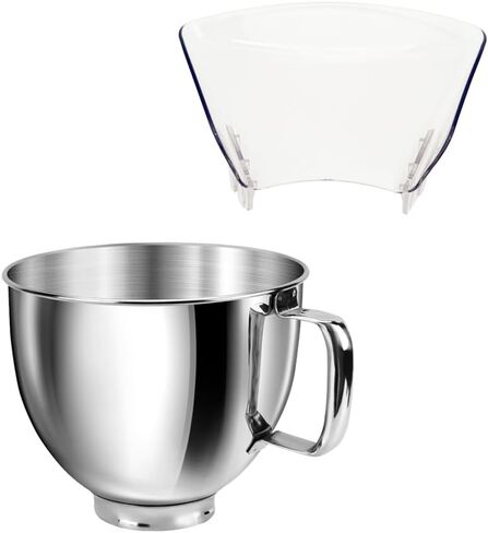 Replacement Parts 5qt mixer bowl with Feed Shield, Compatible with 4.5 and 5 Quart KitchenAid Tilt Head Stand Mixers :KSM150, RRK150, KSM100, K45SS, KSM75, KSM90, KSM95, K45, KSM103, KSM110, 5KSM125 in Saudi Arabia