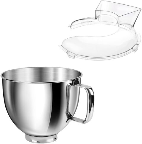 Replacement Parts 5qt mixer bowl with Feed Shield, Compatible with 4.5 and 5 Quart KitchenAid Tilt Head Stand Mixers :KSM150, RRK150, KSM100, K45SS, KSM75, KSM90, KSM95, K45, KSM103, KSM110, 5KSM125 in Saudi Arabia