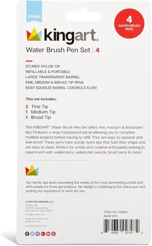 KINGART Studio Water Brush Pens, Assorted Tips, Set of 4 in Saudi Arabia
