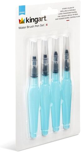 KINGART Studio Water Brush Pens, Assorted Tips, Set of 4 in Saudi Arabia
