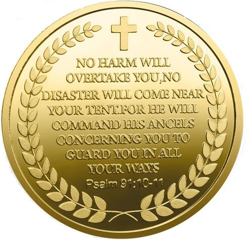 Archangel Michael Coin – Gold-Plated Religious Medallion with Psalm 91:10-11, Divine Protection and Blessings Symbol, Angelic Guardian Gift, Inspirational Christian Token in Saudi Arabia