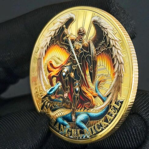 Archangel Michael Coin – Gold-Plated Religious Medallion with Psalm 91:10-11, Divine Protection and Blessings Symbol, Angelic Guardian Gift, Inspirational Christian Token in Saudi Arabia
