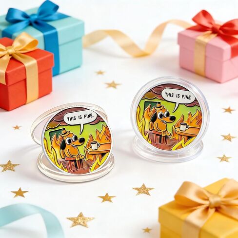 This is Fine Dumpster Fire Challenge Coin – Humorous Novelty Gift for Coworkers, Staff Appreciation Funny Office for Women Men Dad Mom Unique - Silver in Kuwait