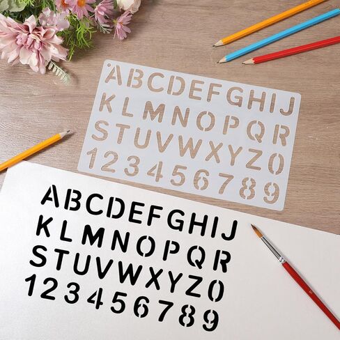 1/3, 1/2, 3/4, 1, 2 Inch Letter Stencils for Painting, 15 PCS Alphabet Stencils Reusable Plastic Number and Alphabet Small Stencil for Painting Crafts Art Projects in Kuwait