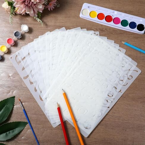 1/3, 1/2, 3/4, 1, 2 Inch Letter Stencils for Painting, 15 PCS Alphabet Stencils Reusable Plastic Number and Alphabet Small Stencil for Painting Crafts Art Projects in Kuwait