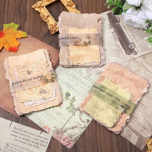 84 Sheets Textured Scrapbook Paper - Vintage Junk Journal Supplies for DIY Craft, Collage, Card Making, Decorative Scrapbooking Paper Kit in Saudi Arabia