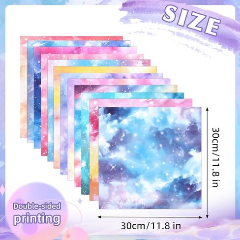 Konsait 24 Sheets Dreamlike Colors Scrapbook Paper 12x12, Double Sided Origami Papers Watercolor Paper Pad for Card Making Romantic Scrapbook Supplies in Saudi Arabia