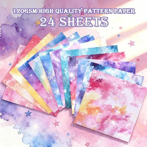 Konsait 24 Sheets Dreamlike Colors Scrapbook Paper 12x12, Double Sided Origami Papers Watercolor Paper Pad for Card Making Romantic Scrapbook Supplies in Saudi Arabia
