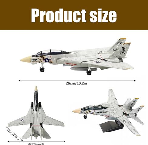 F-14 Tomcat Fighter Jet بمقياس 1:72 مجموعة نماذج البناء السريع مجموعة نماذج عرض عسكرية للطائرة أو هدية (أسود) in Kuwait