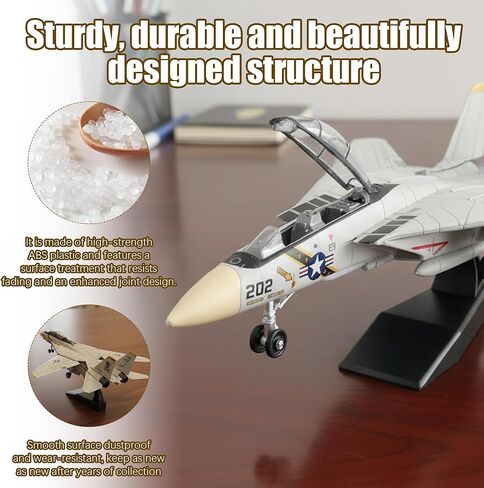 F-14 Tomcat Fighter Jet بمقياس 1:72 مجموعة نماذج البناء السريع مجموعة نماذج عرض عسكرية للطائرة أو هدية (أسود) in Kuwait