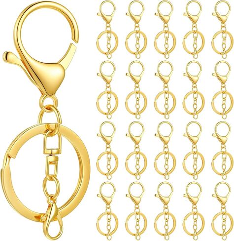 20 Sets Double Lobster Claw Clasps Keychain Clips, Ymapinc Gold Keychain Ring Hardware Kit, Key Rings for Craft, DIY Keychains Supplies with Swivel Trigger Clip, Jewelry & Key Chain Making Supplies in Saudi Arabia