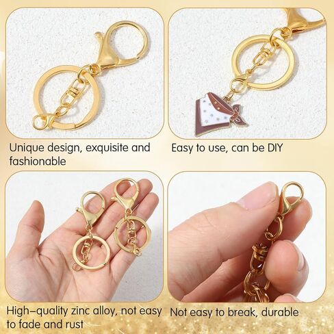 20 Sets Double Lobster Claw Clasps Keychain Clips, Ymapinc Gold Keychain Ring Hardware Kit, Key Rings for Craft, DIY Keychains Supplies with Swivel Trigger Clip, Jewelry & Key Chain Making Supplies in Saudi Arabia