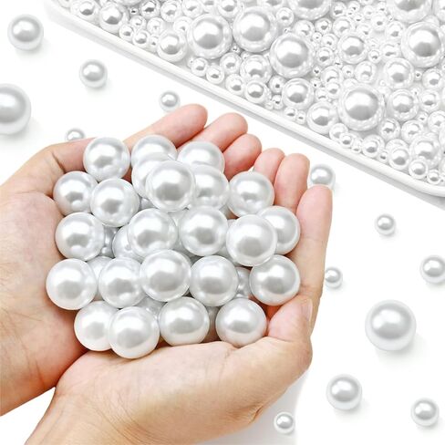 20MM White Pearls for Crafting, 70PCS Big Size No Hole Pearl Beads for Vase Filler, Faux ABS Round Pearls for Floating Candles Centerpieces Vases Makeup Brush Holder, Jewelry Making, Clothes in Saudi Arabia