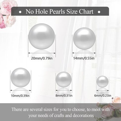 20MM White Pearls for Crafting, 70PCS Big Size No Hole Pearl Beads for Vase Filler, Faux ABS Round Pearls for Floating Candles Centerpieces Vases Makeup Brush Holder, Jewelry Making, Clothes in Saudi Arabia