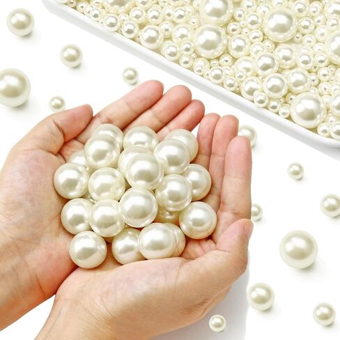 20MM White Pearls for Crafting, 70PCS Big Size No Hole Pearl Beads for Vase Filler, Faux ABS Round Pearls for Floating Candles Centerpieces Vases Makeup Brush Holder, Jewelry Making, Clothes in Saudi Arabia