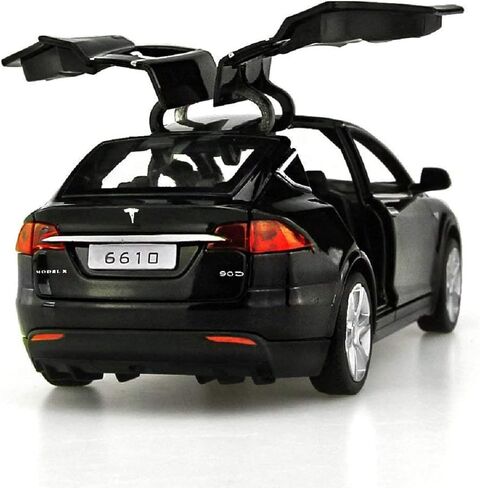 Toy Car Model X, Pull Back Car Toys Alloy Vehicles with Lights and Sound 1:32 Scale Model Car (Black) in Saudi Arabia